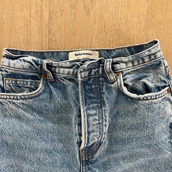 Reformation High Waist Raw-Hem Straight Leg Jean - Picture 4 of 5